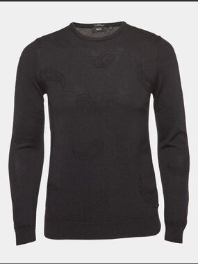 BOSS Hugo Boss Black Paisley Wool Blend Sweater Size L